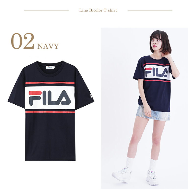 Qoo10 Fila フィラ Tシャツ レディース 半袖 おしゃれ 可愛い 人気 スポーツ ブランド カットソー 女性 トップス シンプル ロゴ 黒 白 紺 青 大人 学生 カジュアル 春 夏 レディースファッシ