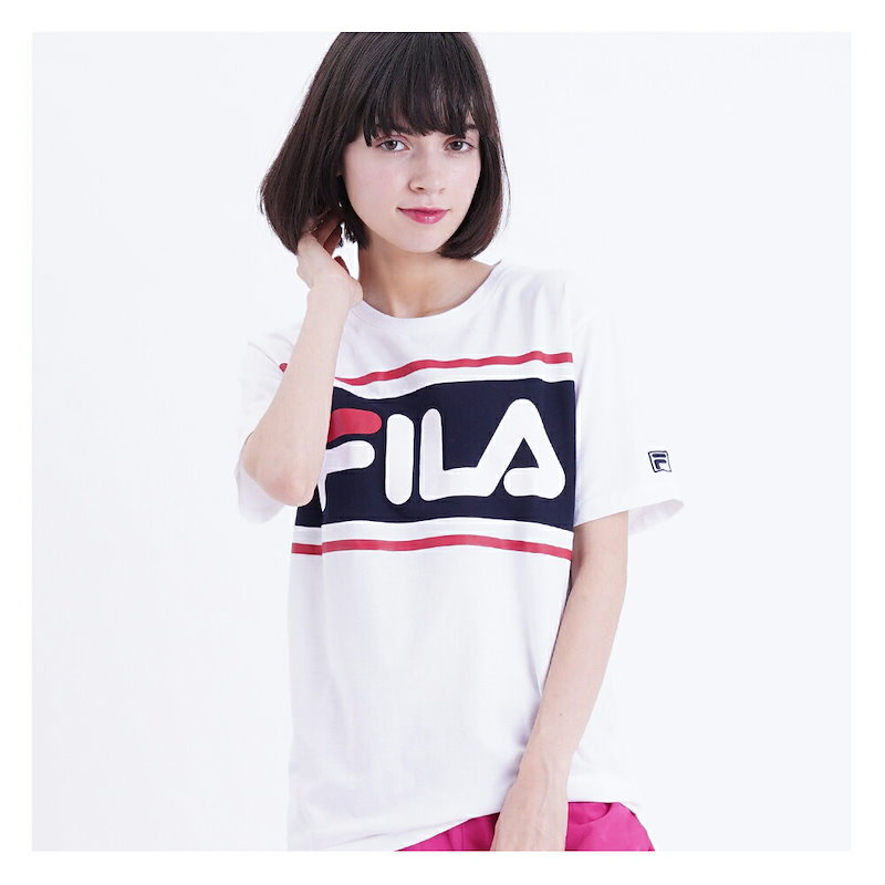 Qoo10 Fila フィラ Tシャツ レディース 半袖 おしゃれ 可愛い 人気 スポーツ ブランド カットソー 女性 トップス シンプル ロゴ 黒 白 紺 青 大人 学生 カジュアル 春 夏 レディースファッシ