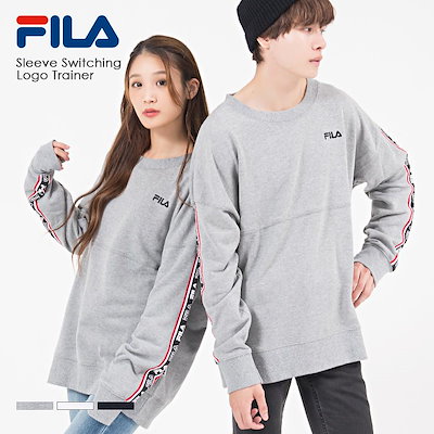 Qoo10 フィラ Fila ロゴテープトレーナー メンズ メンズファッション