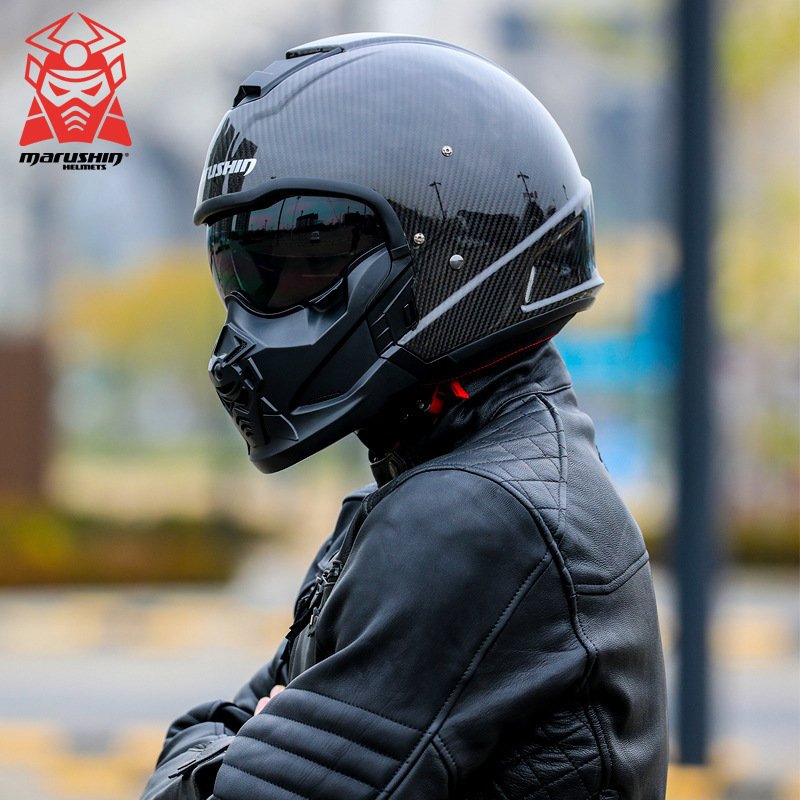 日本通販 オフロードヘルメット カーボンファイバー フルフェイスヘルメット メガネ カー用品 武士 侍 バイク用品 新作 ヘルメット かっこいい