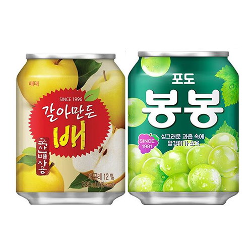 Qoo10 2種類から選べる韓国人気ジュース24缶セット ぶどうボンボン おろし梨ジュース
