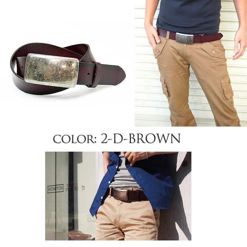 Qoo10 ベルト メンズ 本革 プレートバックル 大きめ レザーベルト 革 上質 シンプル グラデーション アンティーク加工 重厚感 ブラック ブラウン レッド メンズ ベルト 男性用 カジュアル お兄系