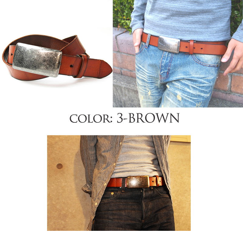 Qoo10 ベルト メンズ 本革 プレートバックル 大きめ レザーベルト 革 上質 シンプル グラデーション アンティーク加工 重厚感 ブラック ブラウン レッド メンズ ベルト 男性用 カジュアル お兄系