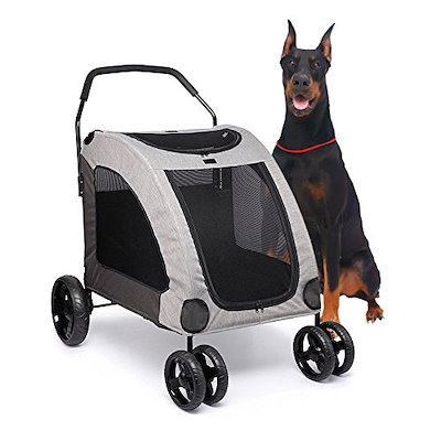 100 の保証 ペットカート大型犬中型犬4輪耐荷重60kg大型犬の介護用犬お出かけバギー通気前も後ろも網窓介護老犬ペットバギー グレー 動物医薬品 Www Mayautos Com