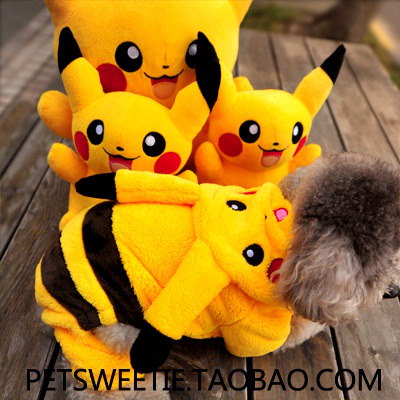 Qoo10 ペット服犬服可愛いペットの服pikachuの化身ピカチュウの変容はオリジナルデザインのペット服子犬の服 の変容は4本足のズボンアニメーション漫画をマウントインストール