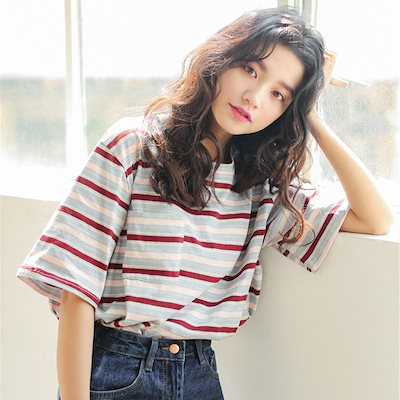 Qoo10 ボーダー Tシャツ レディース 半袖 五 レディース服