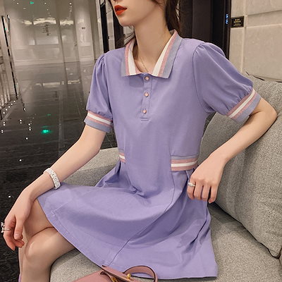 Qoo10 ポロネックワンピース女性夏スタイルカジュ レディース服