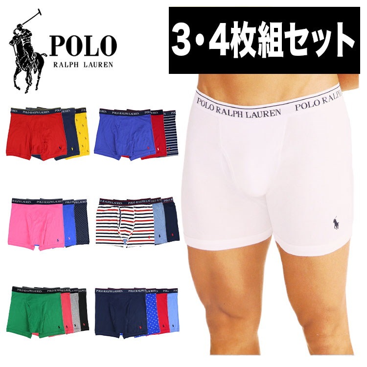 Qoo10 34枚組セット ポロラルフローレン ボクサーパンツ メンズ 下着 Polo Ralph Lauren アンダーウェア ボーダー ドット柄 ストライプ 無地 Usa お得 セット Set