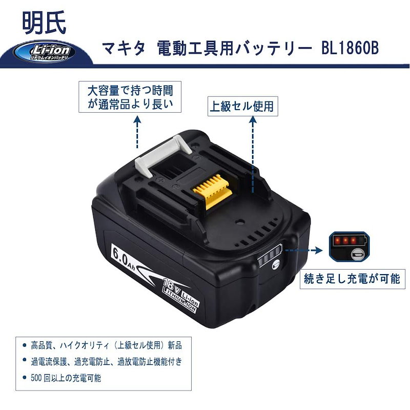 マキタ バッテリー 期間限定価格！18V 6.0ah 純正品対応 PSE認証済み - www.vetrepro.fr