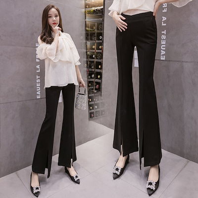 Qoo10 マタニティパンツ ブーツカットパンツ レ ベビー マタニティ