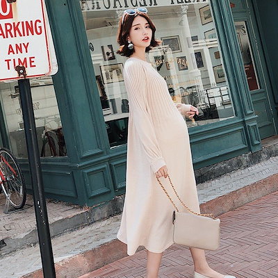 Qoo10 マタニティ ワンピース 秋冬 マキシ丈 ベビー マタニティ