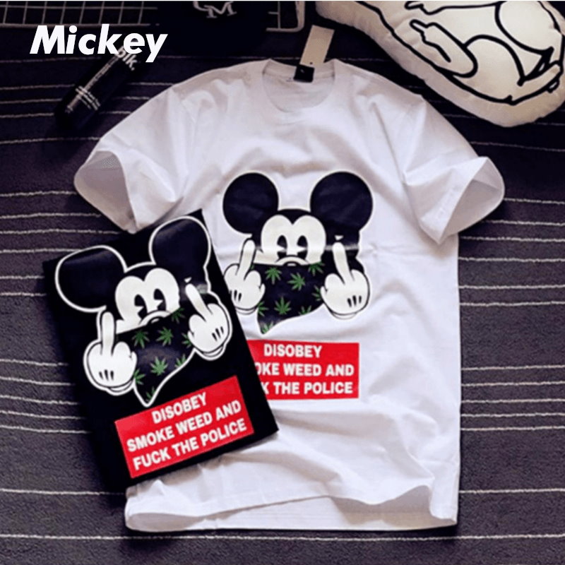 Qoo10 ミッキーマウス Mickey Mouse パロディ ネタ 個性派 メンズ レディース ユニセックス 半袖tシャツ パンク ストリート