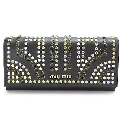 正規品販売 ミュウミュウミュウミュウ長財布miumiu5me61f0002 Vitcrynero財布二つ折りスタッズラインストーンビジューレザーブラックilb 財布 ポーチ Eloiministries Org