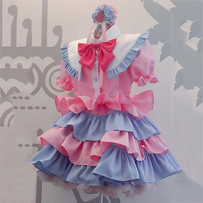 Qoo10 メイド服 ピンク ブルー 可愛い 荷葉フ ホビー コスプレ