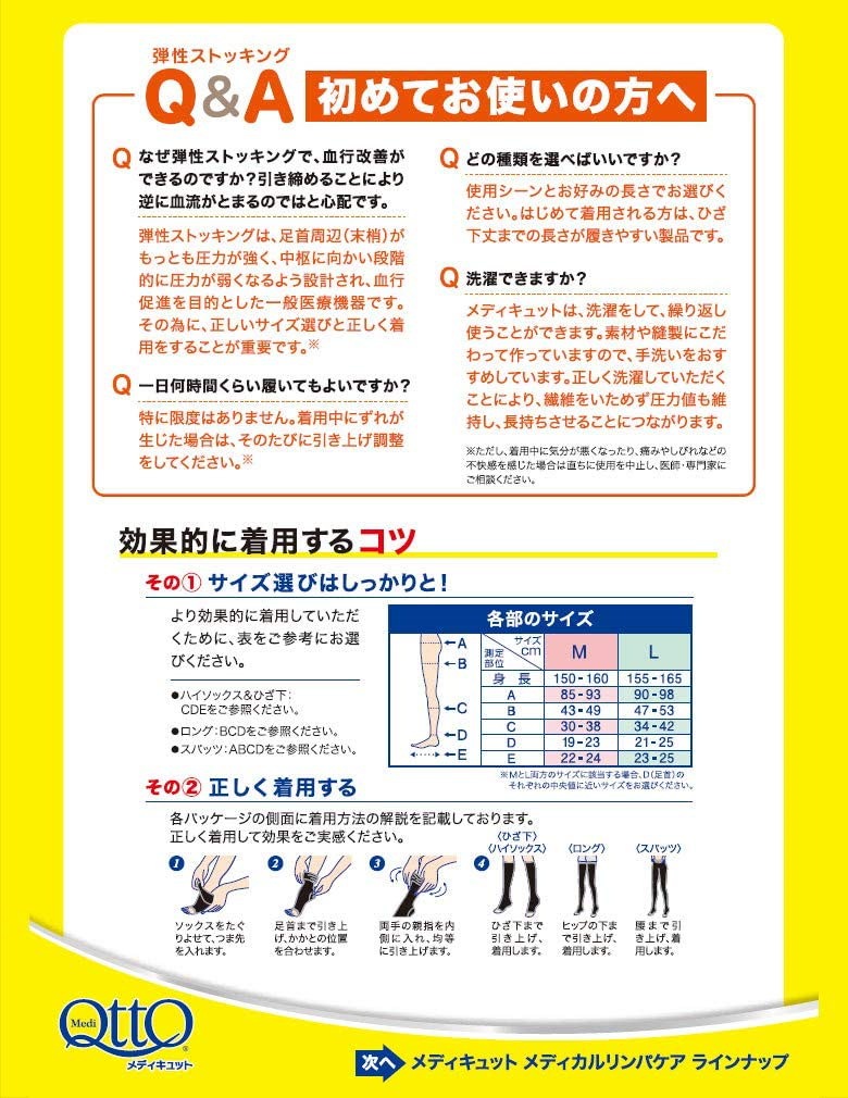 Qoo10 おうちでメディキュット リンパケア ひざ下 つま先なし 血行改善 弾性ストッキング むくみケア用靴下 全2サイズ