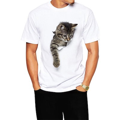 Qoo10 メンズtシャツ 猫 Tシャツ メンズ 白 日用品雑貨