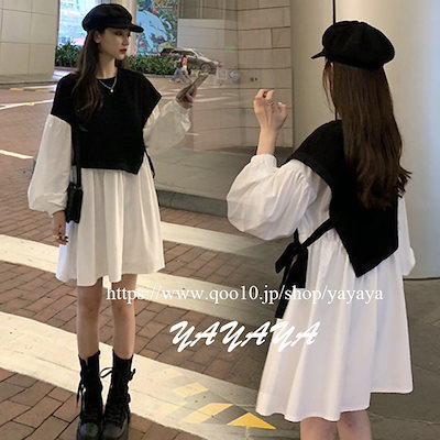 Qoo10 ヤヤヤ ミニワンピース 長袖ワンピース 無地 大 レディース服