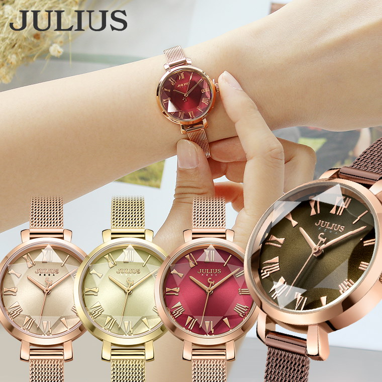 Qoo10 腕時計 レディース 防水 プレゼント ウォッチ おしゃれ かわいい シンプル 人気 ファッション 時計 ギフト プレゼント ピンクゴールド 母の日 Julius