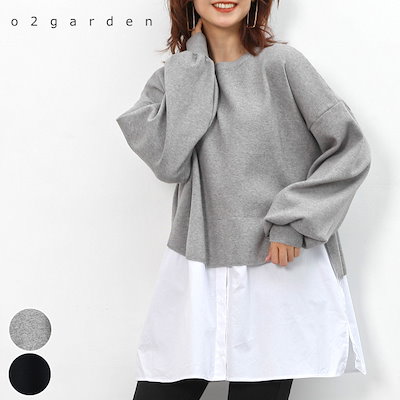 Qoo10 レイヤードヘムニット全2色レディース レディース服