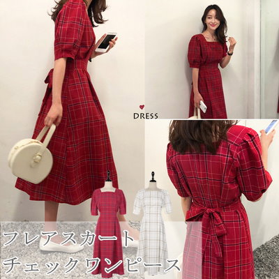 Qoo10 レッドアイボリー ｓ ｘｌ チェックワン レディース服