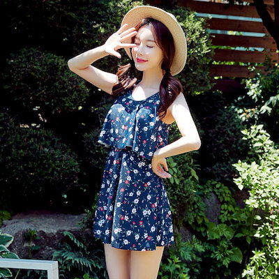 Qoo10 レトロな色使いでガーリー シンプル水着 レディース服 Qoo10 レトロな色使いでガーリー シンプル水着 レディース服