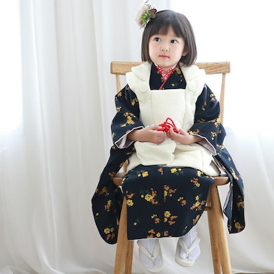 素晴らしい レンタル当店オリジナル七五三着物3歳レンタル女の子被布着物10点セット紺地に黄色の花柄被布白日本製生地着物被布セットモダン衣装おしゃれかわいい ベビー服 素晴らしい レンタル当店オリジナル七五三着物3歳レンタル女の子被布着物10点セット紺地に黄色の花柄被布白日本製生地着物被布セットモダン衣装おしゃれかわいい ベビー服