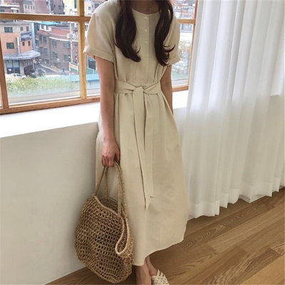 Qoo10 ロングワンピース 夏 半袖 レデイース レディース服