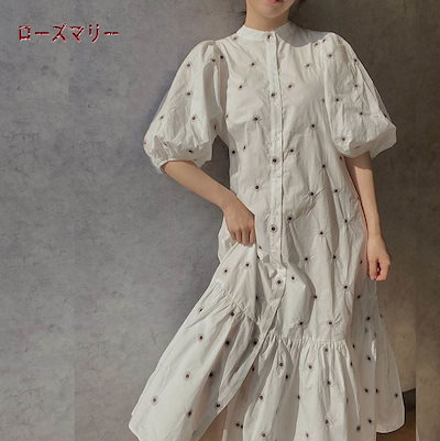 Qoo10 ファッション 刺繍 ワンピース 半袖 レディース服