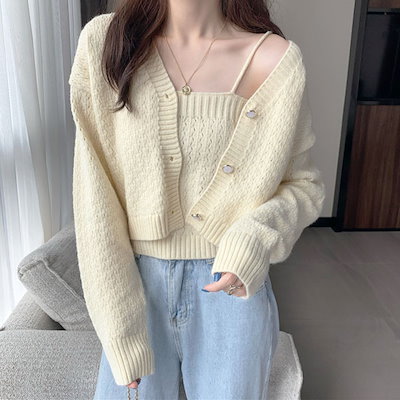 Qoo10 ワンスモル St5675ニットキャミ カーディガンセ レディース服