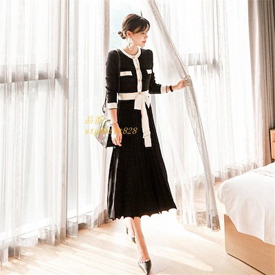 Qoo10 シンプルワンピドレス 長袖 チェック ブ レディース服