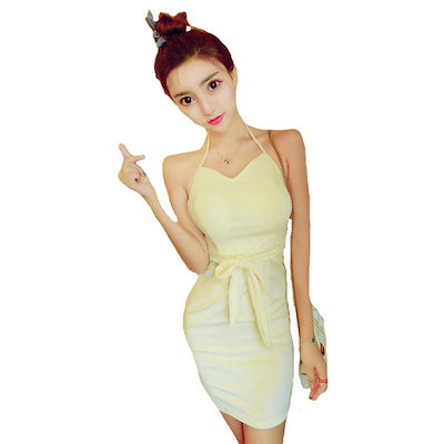 Qoo10 ワンピース ノースリーブ ミニ M 白 レディース服