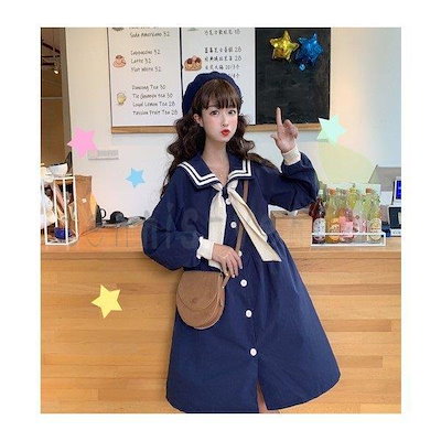 Qoo10 ワンピース マリン風 セーラー風ワンピー レディース服