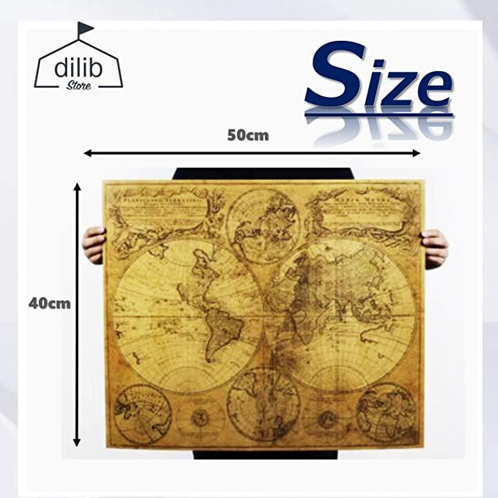 Qoo10 世界地図 ポスター アンティーク風世界地