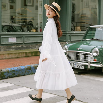 Qoo10 Kw 2 木耳端すっきりと赤身のラインワンピース レディース服