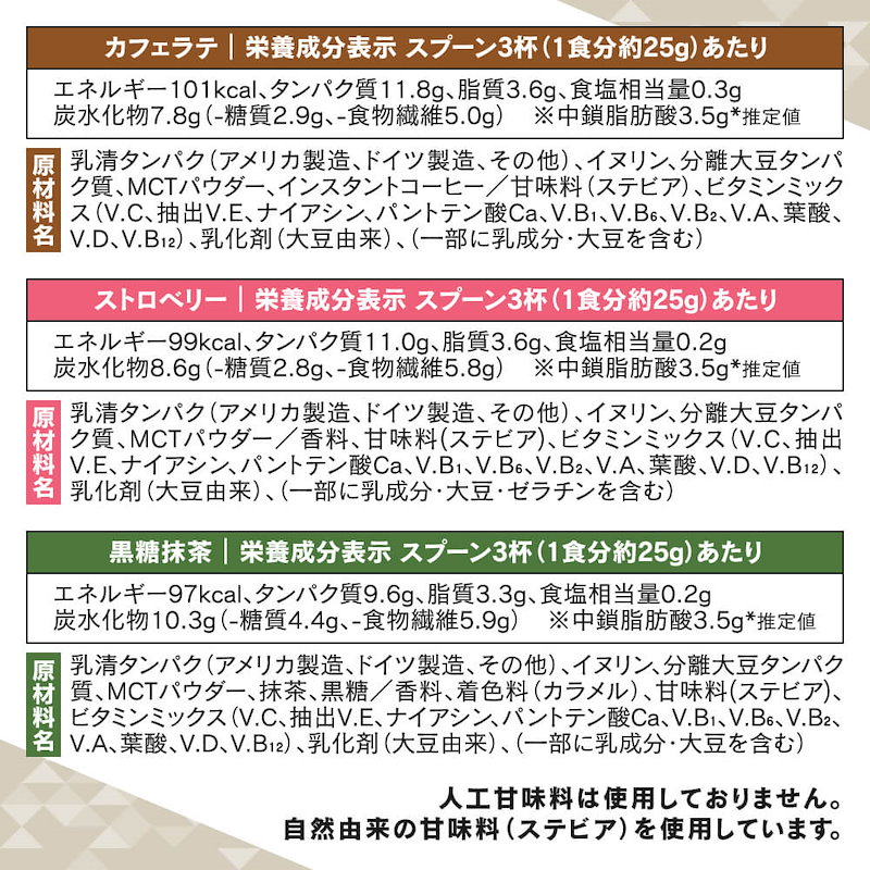 値下げ MCTダイエットプロテイン ホエイ ソイ 400g×3個 カフェラテ 仙台勝山館 中鎖脂肪酸 mct mctオイル ホエイプロテイン  ソイプロテイン プロテイン 天然 食物繊維 イヌリン