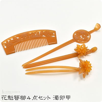 Qoo10 和装 髪飾り 日本製 花魁簪櫛4点セット レディース服
