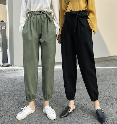 嘉年華SHOP限定SALE価格!見逃し禁止!!MUST HAVE ITEM! 韓国ファッション 春 長ズボン 女性 カジュアルパンツ ズボン ハイウエスト 9分丈
