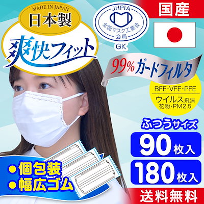 Qoo10 国産 不織布 マスク 90枚 Or 18 日用品雑貨