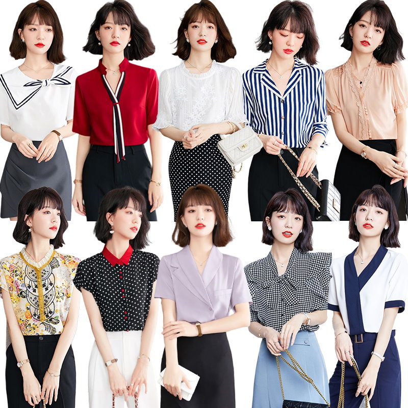 Qoo10] 夏服 レディース 半袖 ブラウス 韓国フ