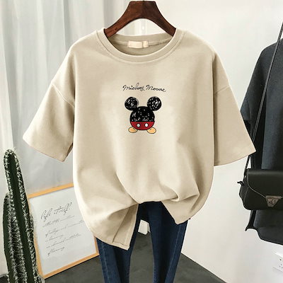 Qoo10 夏 ディズニーミッキー 大きいサイズ T レディース服