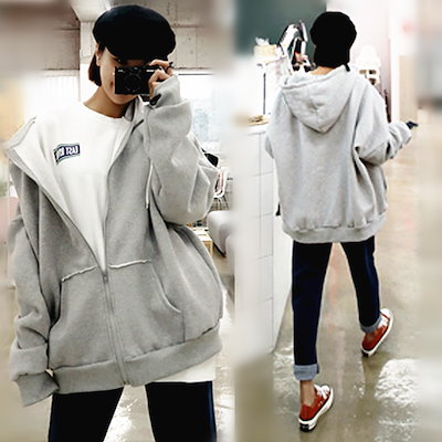 Qoo10 レディースパーカー フード 大人気韓国風 レディース服