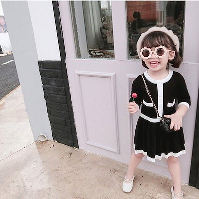 Qoo10 子供服長袖ニットワンピース秋冬女の子ベビ キッズ