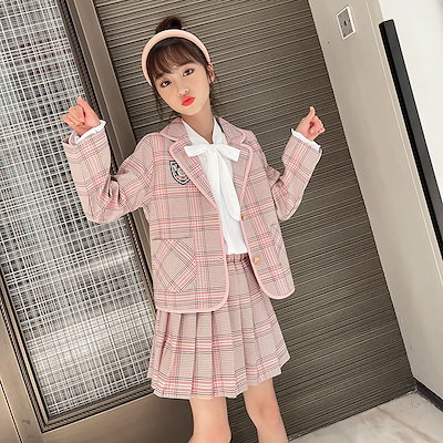 本物の パーティー イベント用品 子供服スーツ女の子フォーマル3セットチェック柄激安卒業式スーツ入学式発表会結婚式06 Sjemenarna Net