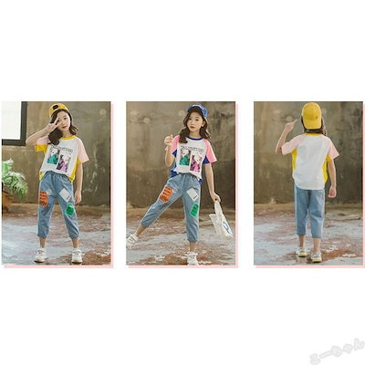 日本産 女の子ファッション 子供服tシャツセットアップ女の子韓国子供服キッズジュニア春夏上下セット2点セット Www Desalvocontracting Com