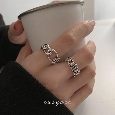 Qoo10 復古指輪 韓国ファッション銀リング サイ 腕時計 アクセサリー
