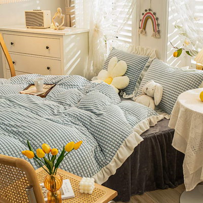 即日発送 掛けふとんカバー掛け布団カバーフリルおしゃれインテリアまくらカバーベッドカバーもこもこ和式洋式兼用 布団カバー シーツ 敷パッド