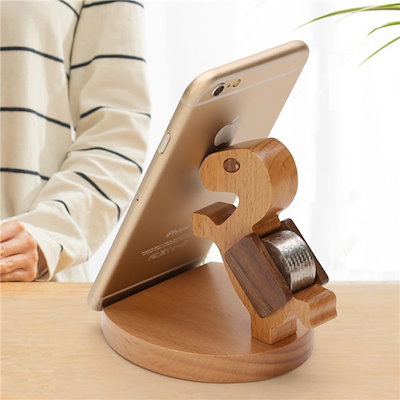Qoo10 新発想スタンド 木製スマホスタンド スマ スマートフォン