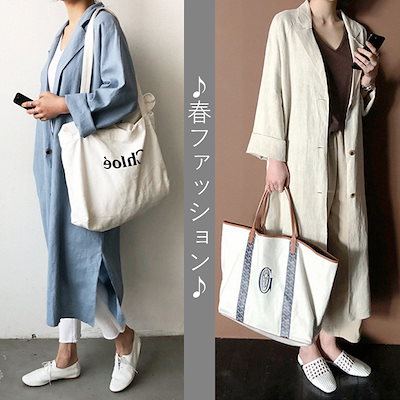 Qoo10 春先行sale 春 リネンコート 大 レディース服