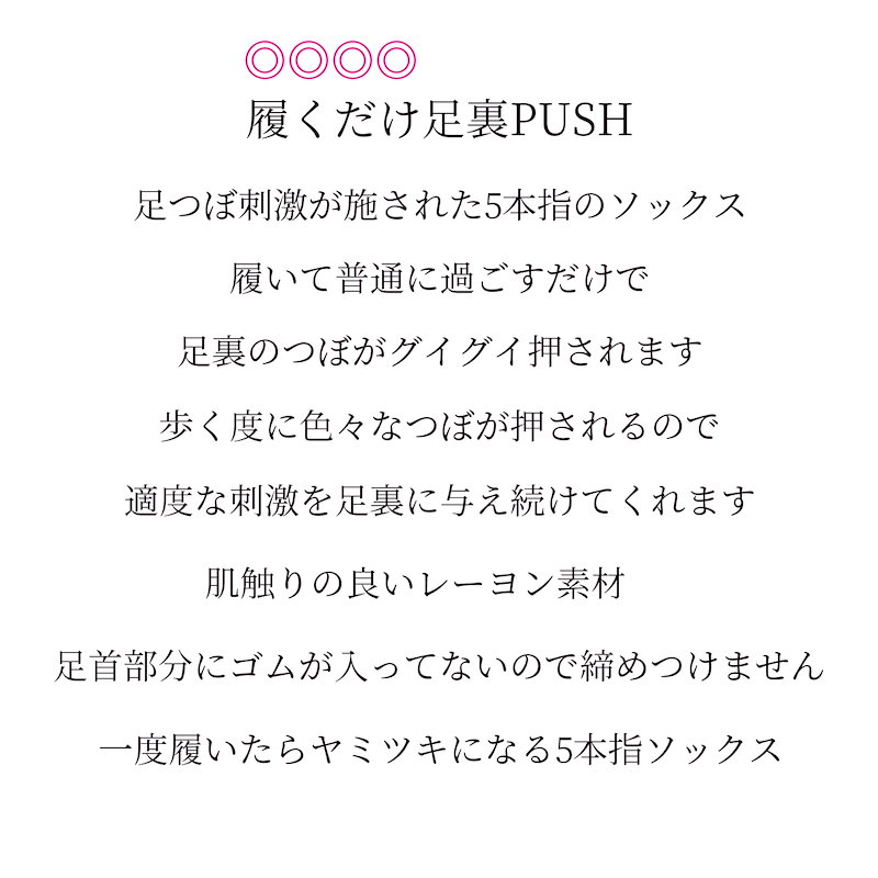 Qoo10 毎日の疲れ足に 履くだけグイグイ足裏を刺激つぼ押し5本指ソックス程良い刺激で毎日のつぼ押し健康法に