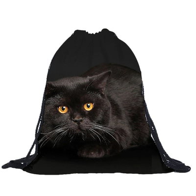 Qoo10 猫巾着袋 黒猫ちゃんかばん ショルダー バッグ 雑貨